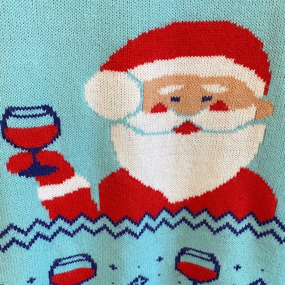 Cute Ugly Christmas Festive Merlot-Ho-Ho Santa Sweater